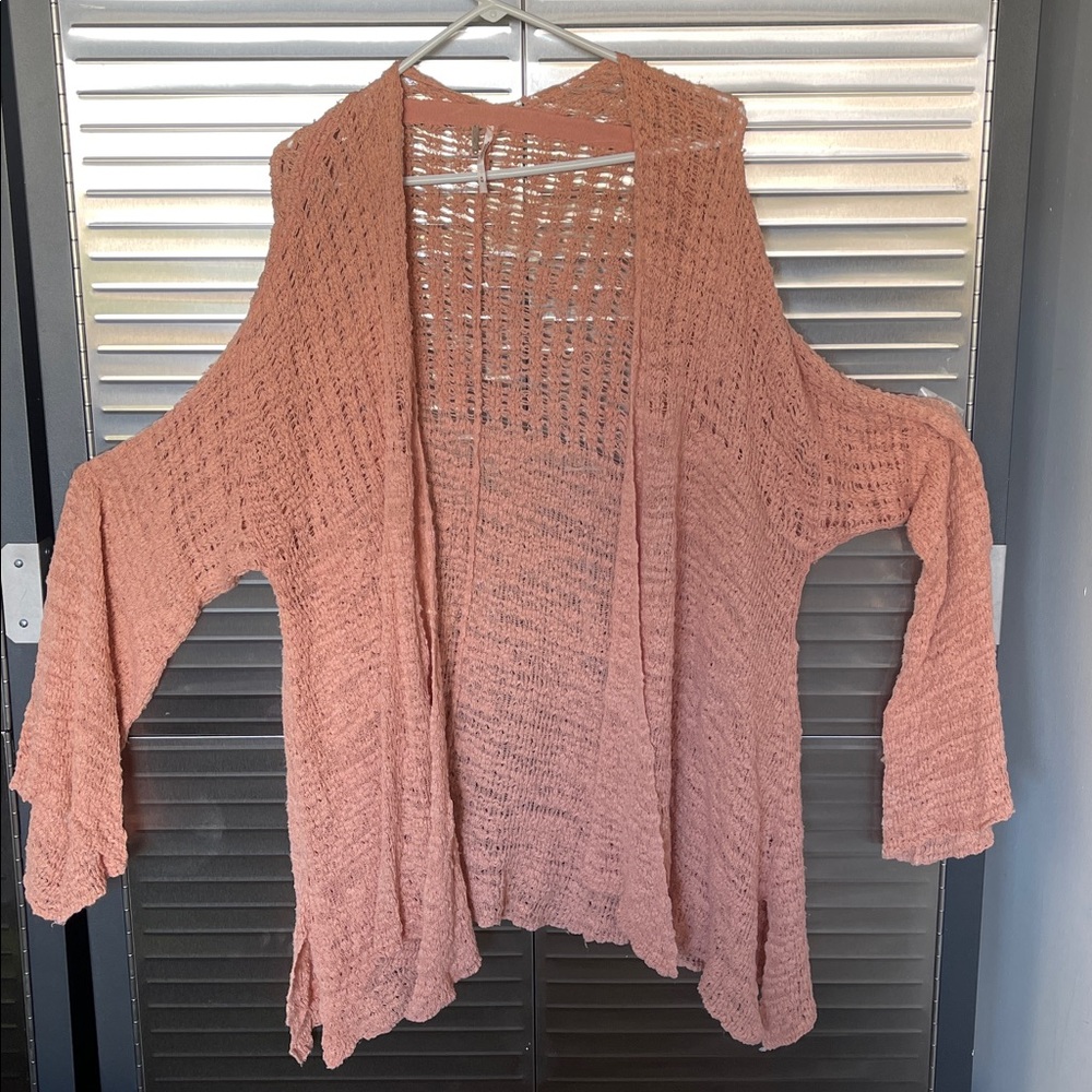 Free People Peach Open Knit Sweater